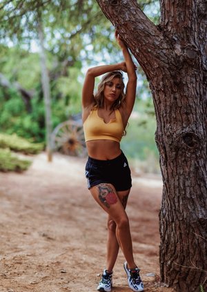 18 year old girl Hailey Little takes off yoga attire to stand naked